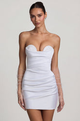 Ruched Corset Mini Dress in White