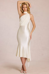 Scarf-Detail Midaxi Dress in Ivory