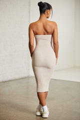 Overlap Bandeau Midi Dress in Praline