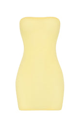Soft Sheer-Mesh Bandeau Mini Slip Dress in Yellow