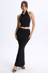 Modal Low-Rise Maxi Skirt in Black