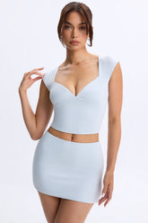 Modal Mid-Rise Micro Mini Skirt in Dusty Blue