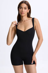 Modal Sweetheart-Neck Unitard in Black