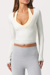 Soft Jersey Wrap Top in Ivory
