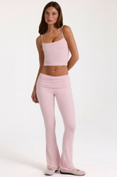 Modal Mid-Rise Flared Trousers in Blush