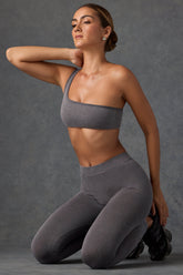 One-Shoulder Sports Bra in Washed Charcoal