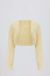 Ribbed-Knit Cropped Shrug in Lemon