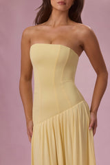 Jersey Strapless Gown in Butter Yellow