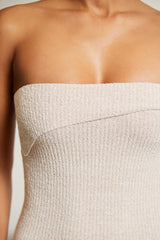Overlap Bandeau Midi Dress in Praline