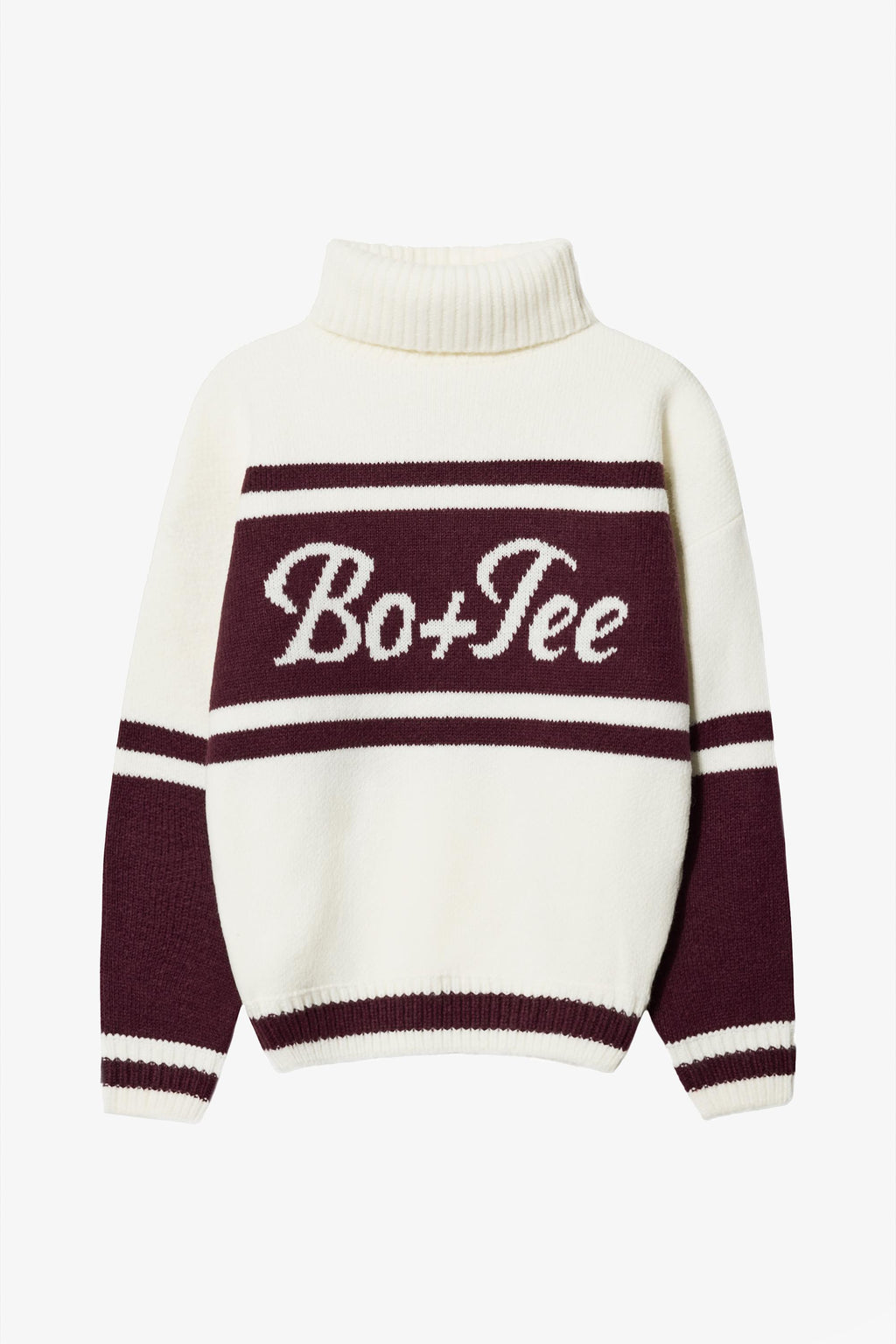Knit Turtleneck Oversized Jumper in Burgundy