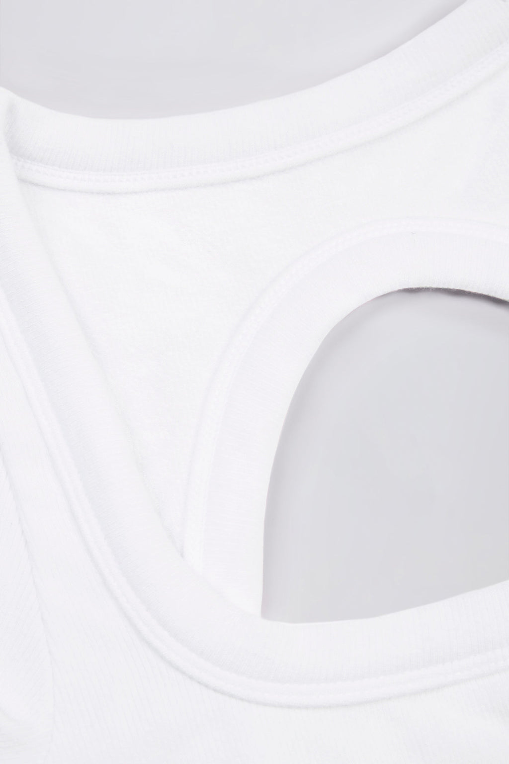 Seamless Soft Rib Cut-Out Crop Top in White