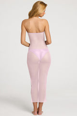 Ruched Bandeau Midi Dress in Soft Pink