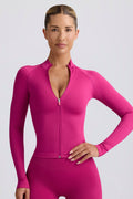 Define Luxe Zip-Up Jacket in Berry