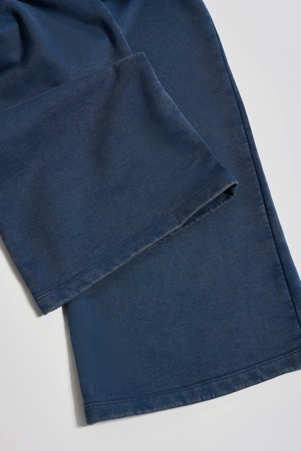 Cotton Jersey Acid Wash Mid-Rise Wide-Leg Joggers in Blue