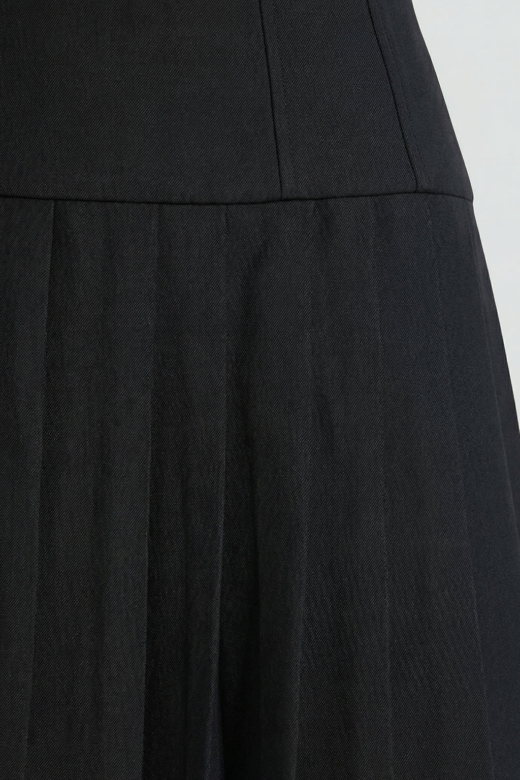 Brushed Twill Drop Waist Kilt Mini Dress in Black