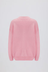 Ribbed Knit Oversized Jumper in Pale Pink